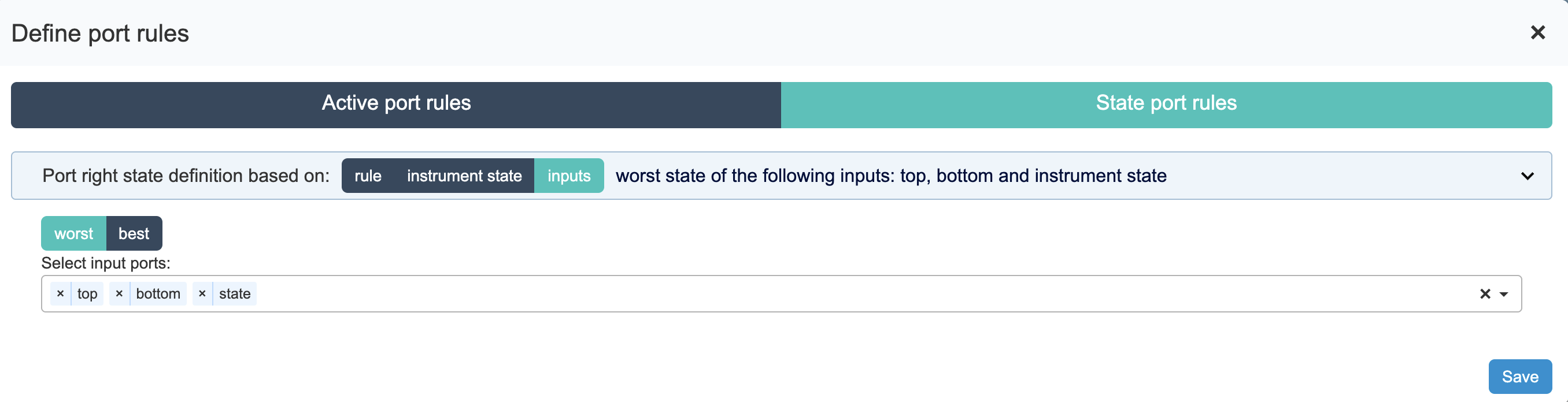 Port rule definition for path highlighting